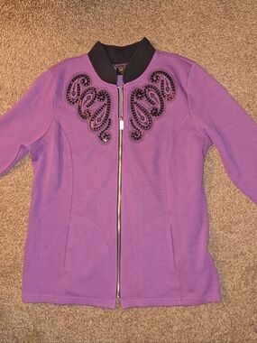 Bob Mackie Purple Jacket Women's Embellished Size Large